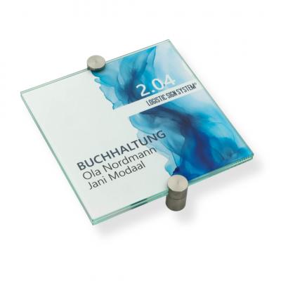 Türschild VITRUM K , Glasschild, Büroschild, Doppelglasschild